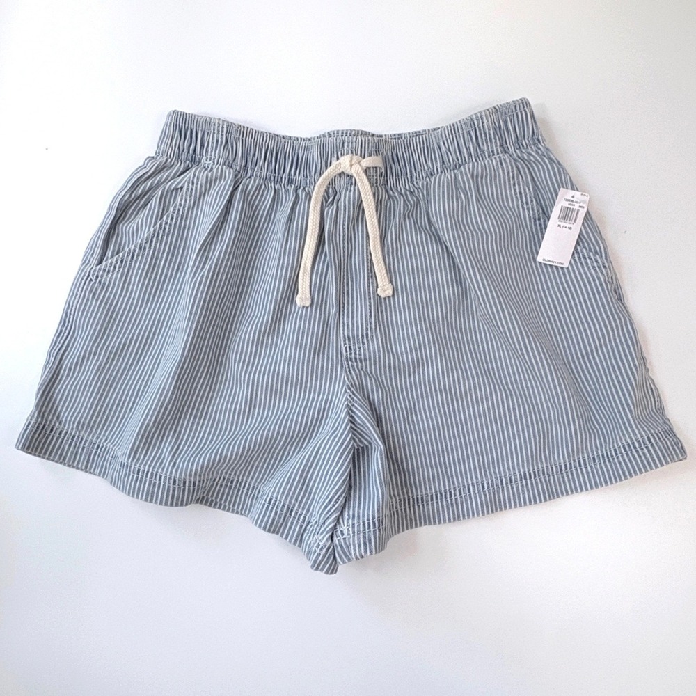 NWT Old Navy Blue Striped High Rise Cotton Drawstring Shorts Womens XL